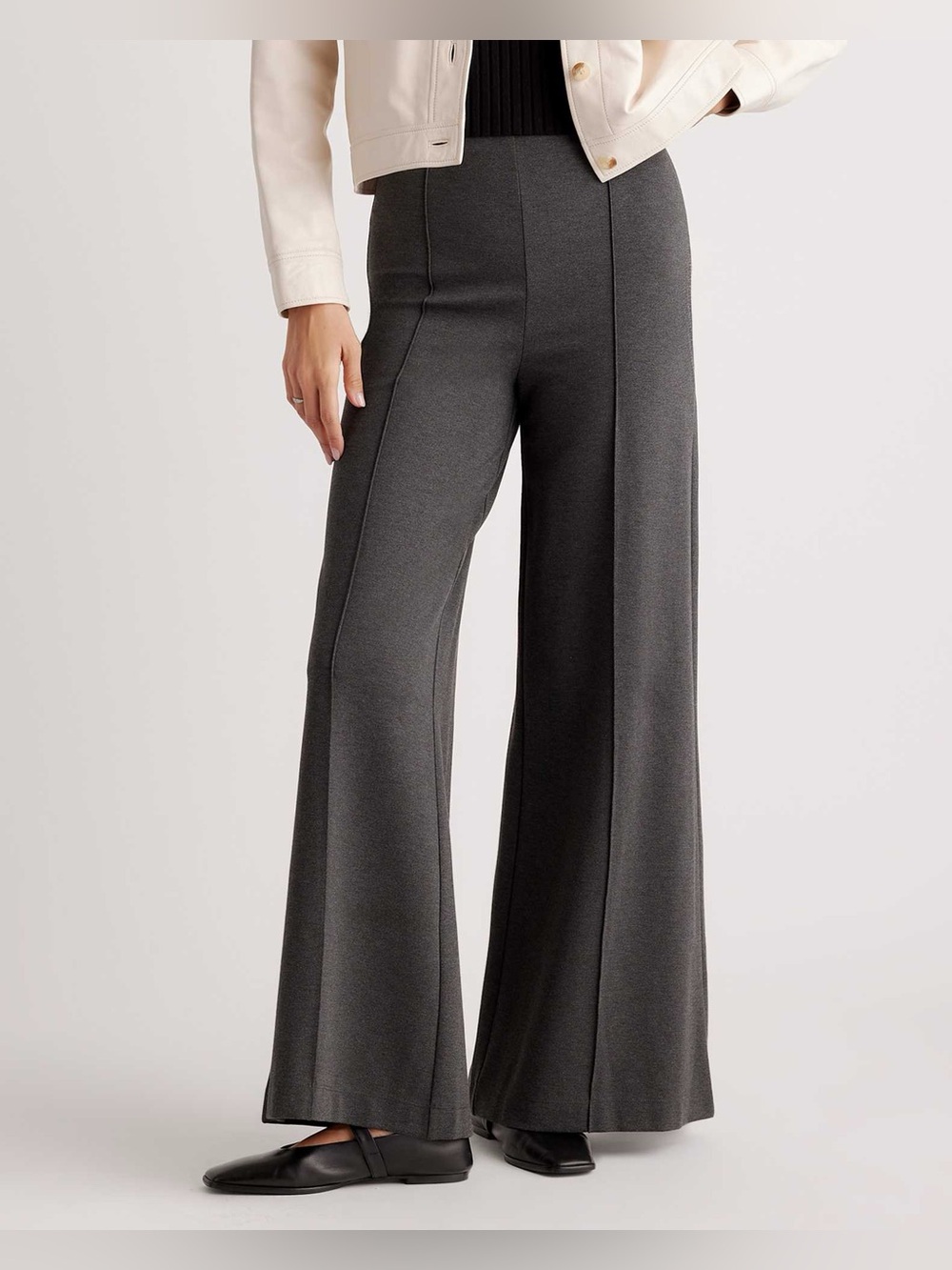Quince Ultra-Stretch Ponte Super Wide Leg Pants Size Small